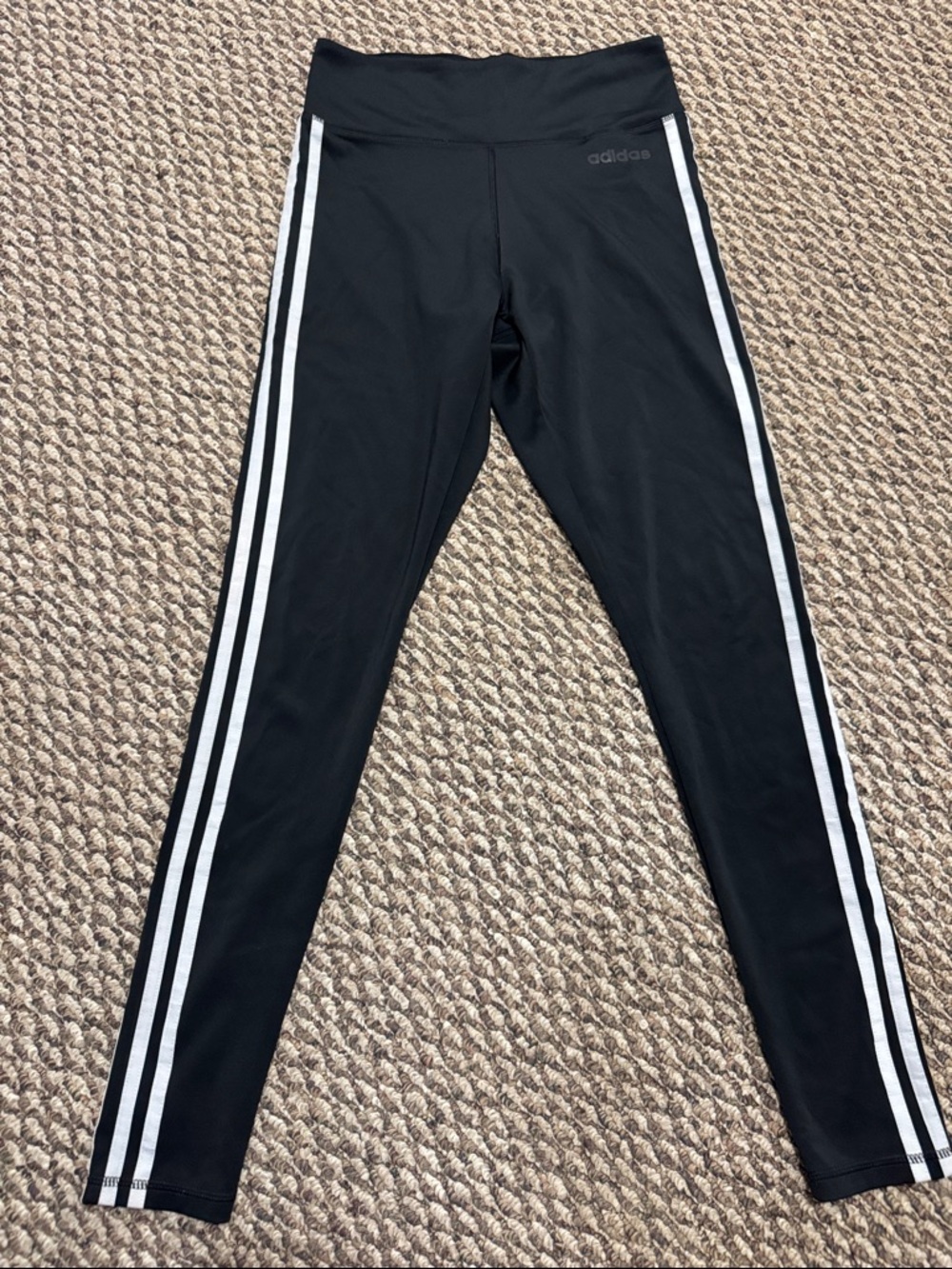adidas Black Leggings with White Side Stripes